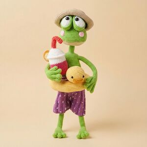Mr. Frog Crochet toy | Crochet Frog | Amigurumi Summer Frog with Duck Floatie
